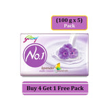 Godrej No.1 Soap with Lavender & Milk Cream 100 g - Buy 4 Get 1 Free Pack