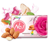 Godrej No.1 Soap with Rosewater & almond 100 g - Buy 4 Get 1 Free Pack