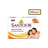 Santoor Almond Soft Soap with Sandal & Almond Milk - 100 g Bar & (100 g Bar x 4) Pack