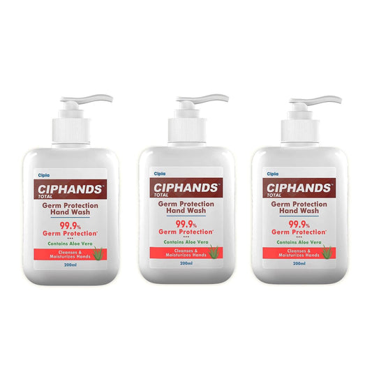 Cipla Ciphands Total Handwash - 200 ml  - 99.9 % Germ Protection - Pack of 3 pc