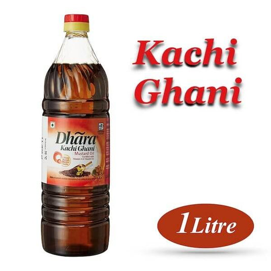 Dhara Kachi Ghani Mustard Oil 1 Litre Bottle