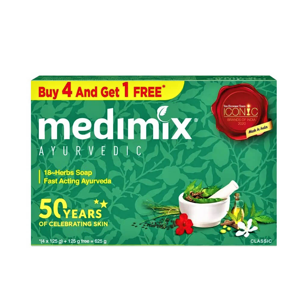 Medimix Ayurvedic Classic 18 Herbs Soap 125 g-  Buy 4 Get 1 Free (125 g x 5) - 625 g Pack