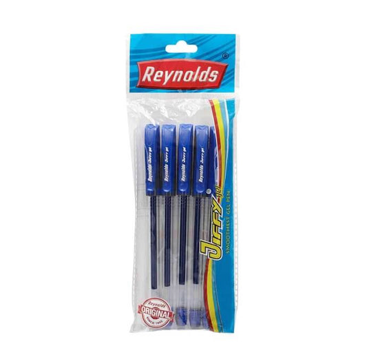 Reynolds Jiffy Gel Pen - Blue - 5 Pen Pack