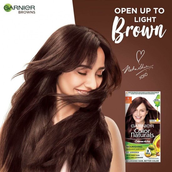 Buy Garnier Color Natural Hair Color Shade 5 Light Brown (70ml + 60) g Pack